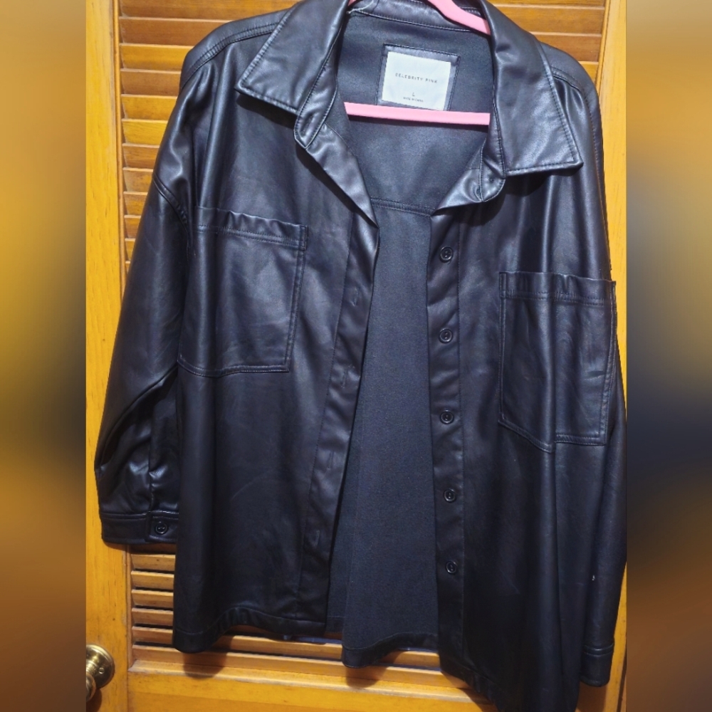 Celebrity Pink Pleather Shacket